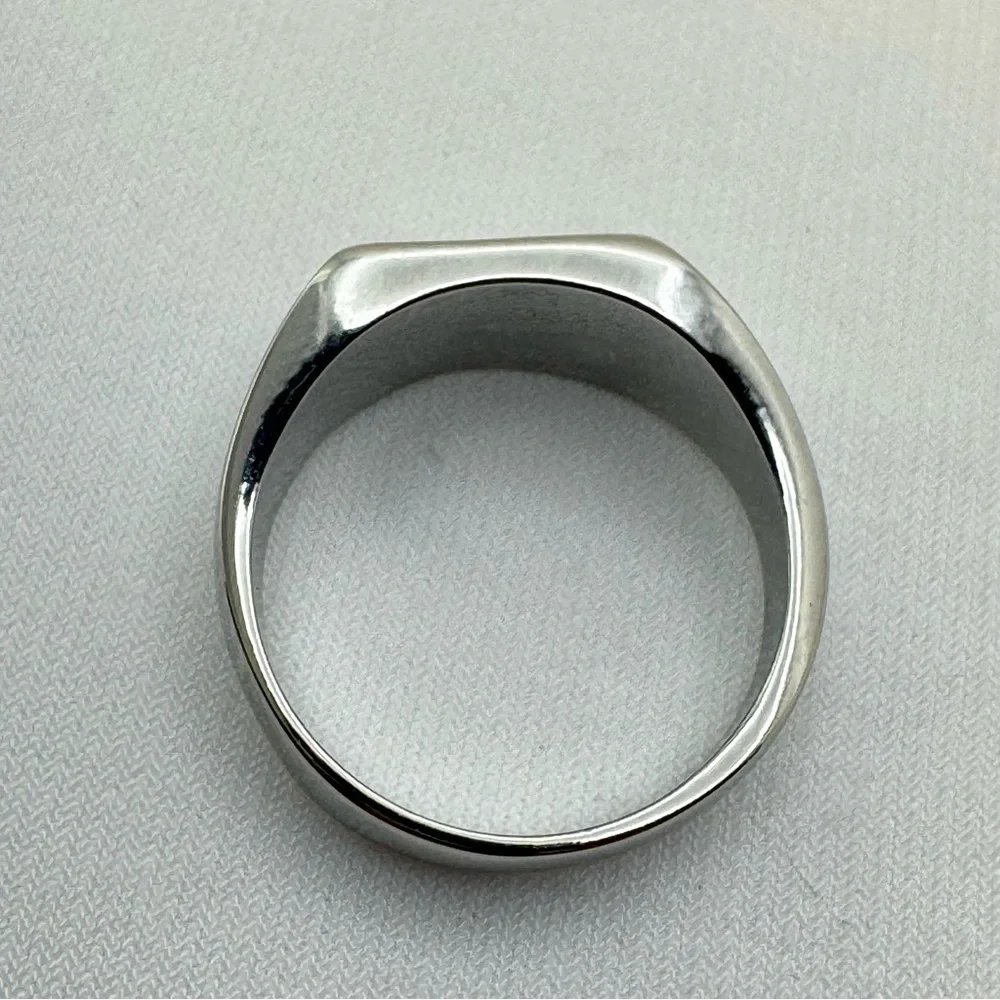 Silver Tone Signet Ring Sz 7 Chunky Bold Minimalist Statement Band